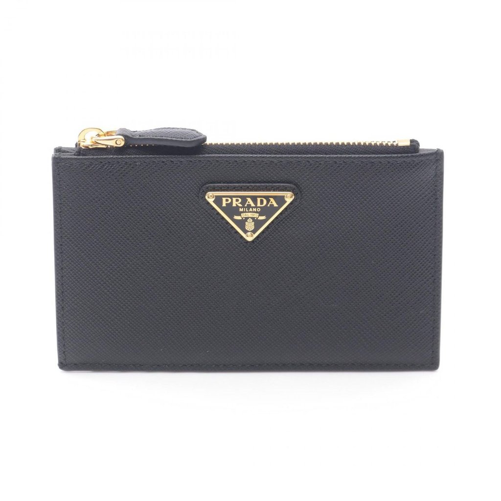 Prada Card Case Saffiano Triang 1 Mc086 Qhhf 0002 Nero Saffiano Leather Card